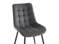 Lot De 2 Chaises Matelassées - Velours Et Métal Noir - Gris - OLLUA 12 Lot De 2 Chaises Matelassées - Velours Et Métal Noir - Gris - OLLUA -Mobilier De Restaurant chaise 15854265