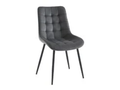 Lot De 6 Chaises Matelassées - Velours Et Métal Noir - Gris - OLLUA 11 Lot De 6 Chaises Matelassées - Velours Et Métal Noir - Gris - OLLUA -Mobilier De Restaurant chaise 15854281
