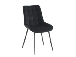 Lot De 2 Chaises Matelassées - Velours Et Métal Noir - Noir - OLLUA -Mobilier De Restaurant chaise 15854295