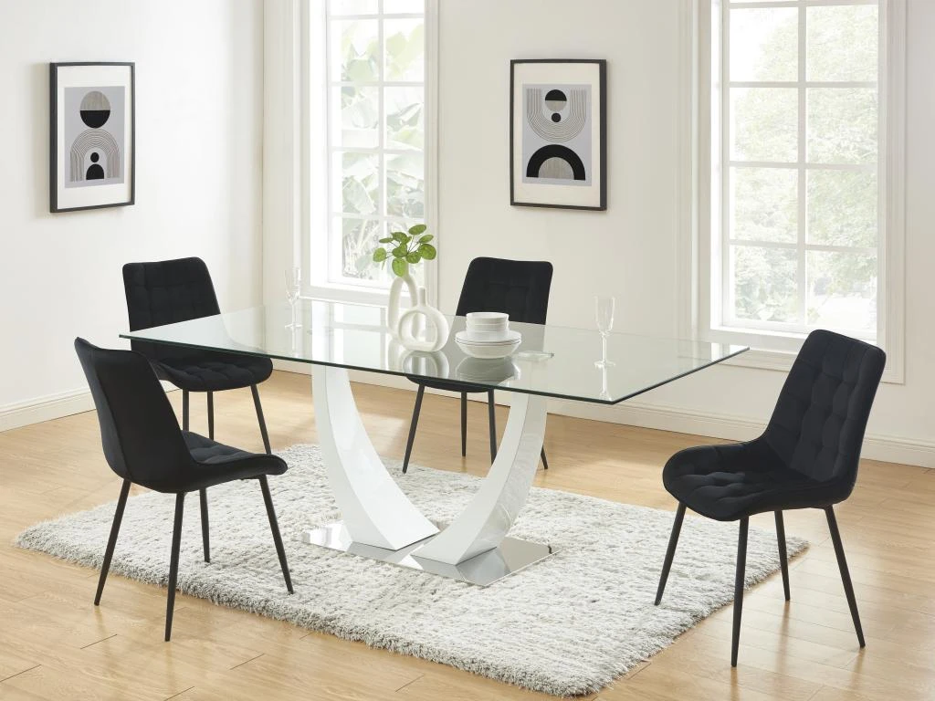 Lot De 6 Chaises Matelassées - Velours Et Métal Noir - Noir - OLLUA 2 Lot De 6 Chaises Matelassées - Velours Et Métal Noir - Noir - OLLUA – Image 2