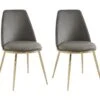 Lot De 2 Chaises En Velours Et Métal Doré - Gris - NEBINA De Pascal MORABITO