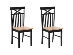 Lot De 2 Chaises Noires Et Marron HOUSTON