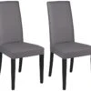 Lot De 2 Chaises TACOMA - Simili Gris & Pieds Noirs