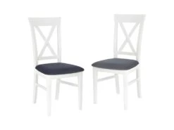 Lot De 2 Chaises En Tissu - Blanc/Bleu Navy