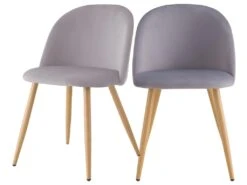 Chaise Cozy En Velours Gris (lot De 2)