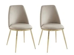 Lot De 2 Chaises En Velours Et Métal Doré - Beige - NEBINA De Pascal MORABITO