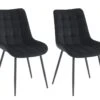 Lot De 2 Chaises Matelassées - Velours Et Métal Noir - Noir - OLLUA