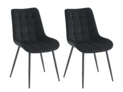 Lot De 2 Chaises Matelassées - Velours Et Métal Noir - Noir - OLLUA