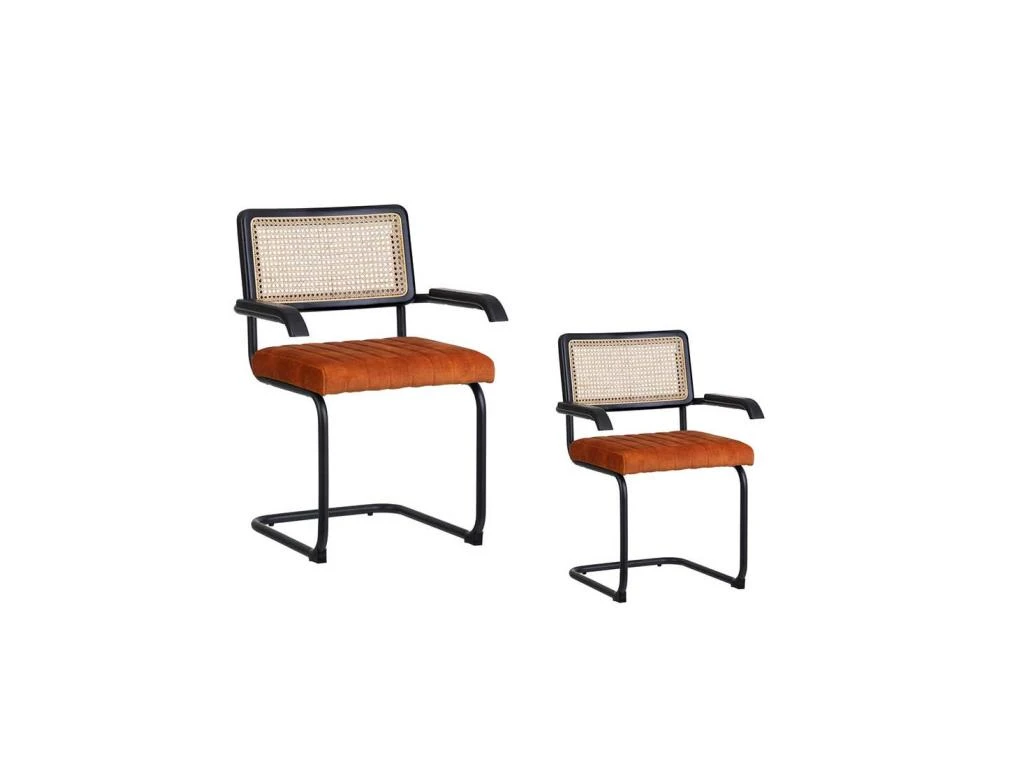 Duo De Chaises à Accoudoirs Métal/Rotin/Orange - MARIETTE 1 Duo De Chaises à Accoudoirs Métal/Rotin/Orange - MARIETTE