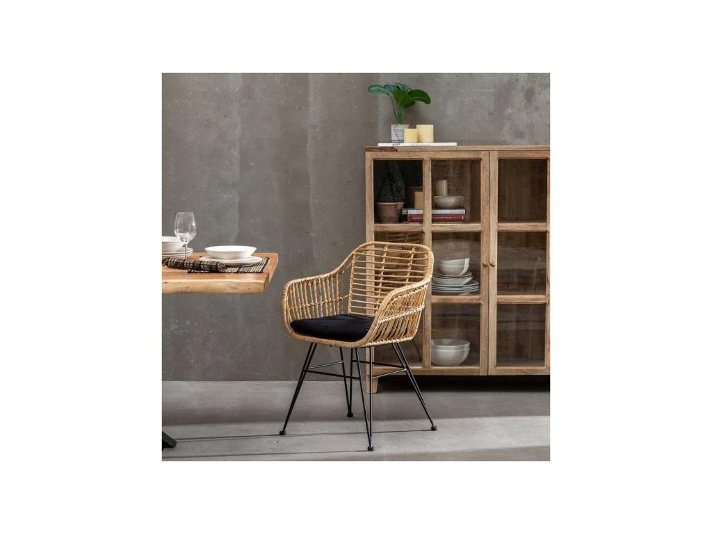 Fauteuil Rotin Naturel/Métal - EYMEA 2 Fauteuil Rotin Naturel/Métal - EYMEA – Image 2