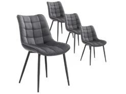 Lot De 4 Chaises De Salle à Manger | Chaise Tapissée En Velours | Structure En Métal | Dossier Et Base Confortables Et Rembourrés | Table De Salon.