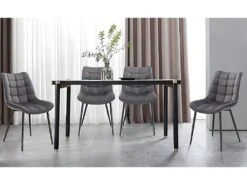 Lot De 4 Chaises De Salle à Manger | Chaise Tapissée En Velours | Structure En Métal | Dossier Et Base Confortables Et Rembourrés | Table De Salon. -Mobilier De Restaurant chaise 17947117