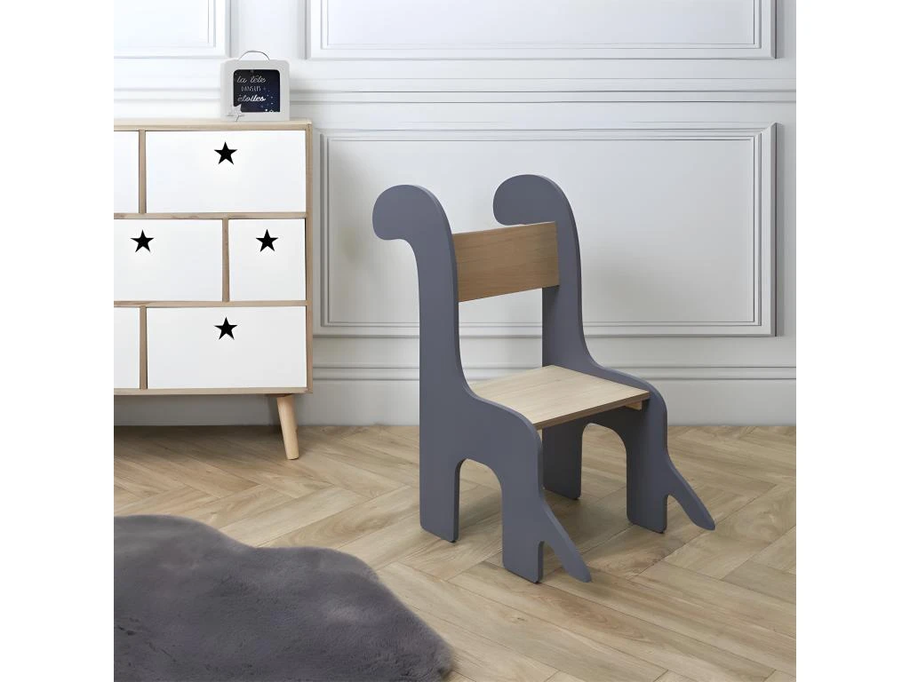 Chaise Enfant Dino Grise Et Bois - Gris 2 Chaise Enfant Dino Grise Et Bois - Gris – Image 2