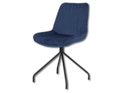 Chaise Velours Bleu Pieds Métal Cécile - Bleu Indigo
