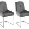 Lot De 2 Chaises En Velours Et Métal - Gris - BERLONA
