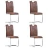 Lot De 4 Chaises De Salle à Manger Cuisine Design Moderne Synthétique Daim Marron CDS021730