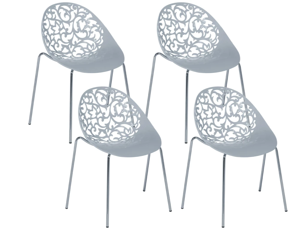 Ensemble De 4 Chaises Grises MUMFORD 1 Ensemble De 4 Chaises Grises MUMFORD