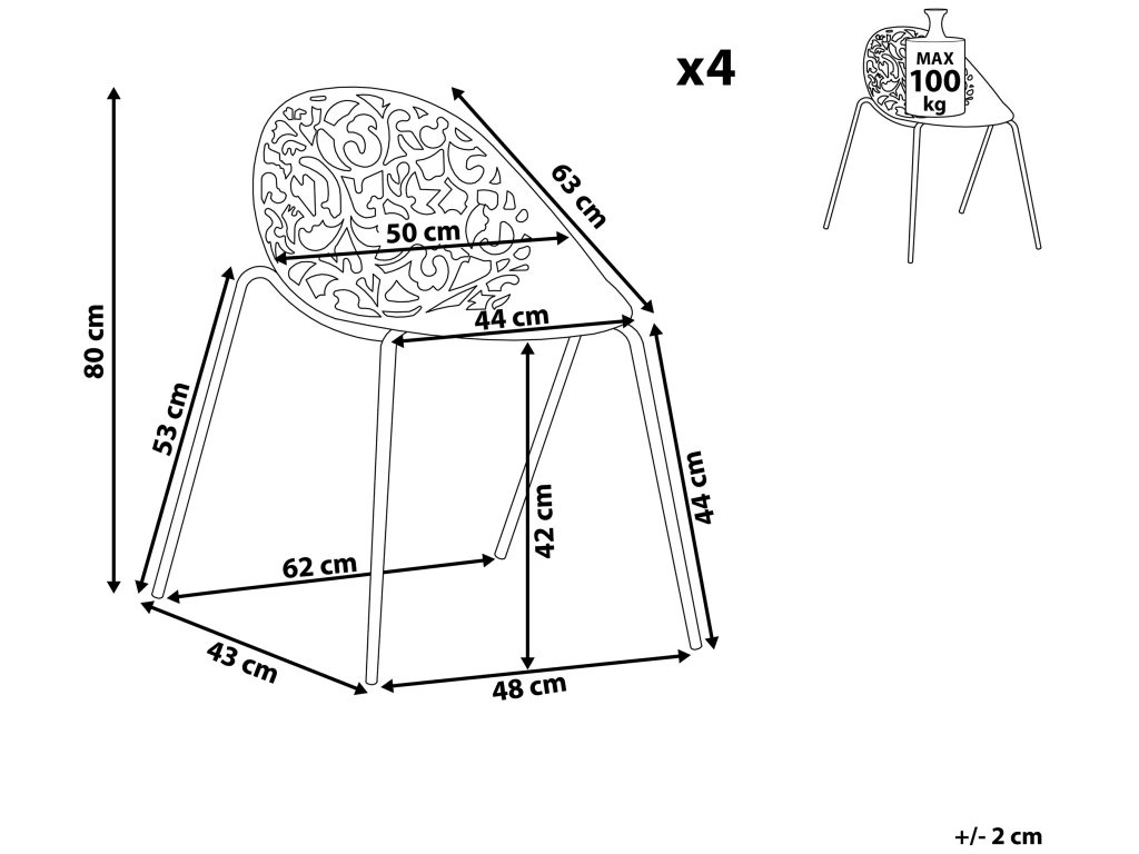 Ensemble De 4 Chaises Grises MUMFORD 3 Ensemble De 4 Chaises Grises MUMFORD – Image 3