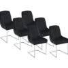 Lot De 6 Chaises En Velours Et Métal - Noir - BERLONA