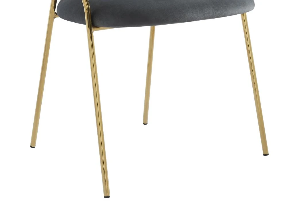 Lot De 6 Chaises En Velours Et Métal Doré - Gris - MADOLIA De Pascal MORABITO 9 Lot De 6 Chaises En Velours Et Métal Doré - Gris - MADOLIA De Pascal MORABITO – Image 9