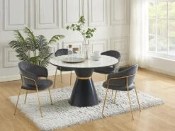 Lot De 6 Chaises En Velours Et Métal Doré - Gris - MADOLIA De Pascal MORABITO 37 Lot De 6 Chaises En Velours Et Métal Doré - Gris - MADOLIA De Pascal MORABITO -Mobilier De Restaurant chaise 18320837