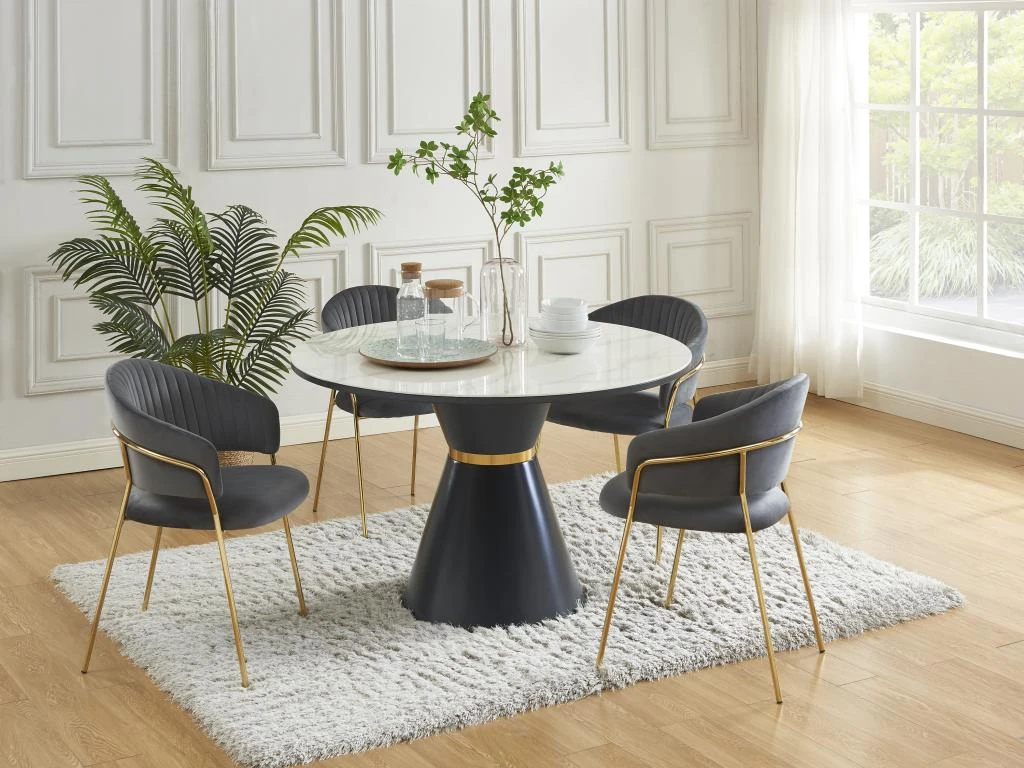 Lot De 6 Chaises En Velours Et Métal Doré - Gris - MADOLIA De Pascal MORABITO 18 Lot De 6 Chaises En Velours Et Métal Doré - Gris - MADOLIA De Pascal MORABITO – Image 18