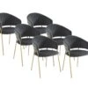 Lot De 6 Chaises En Velours Et Métal Doré - Gris - MADOLIA De Pascal MORABITO