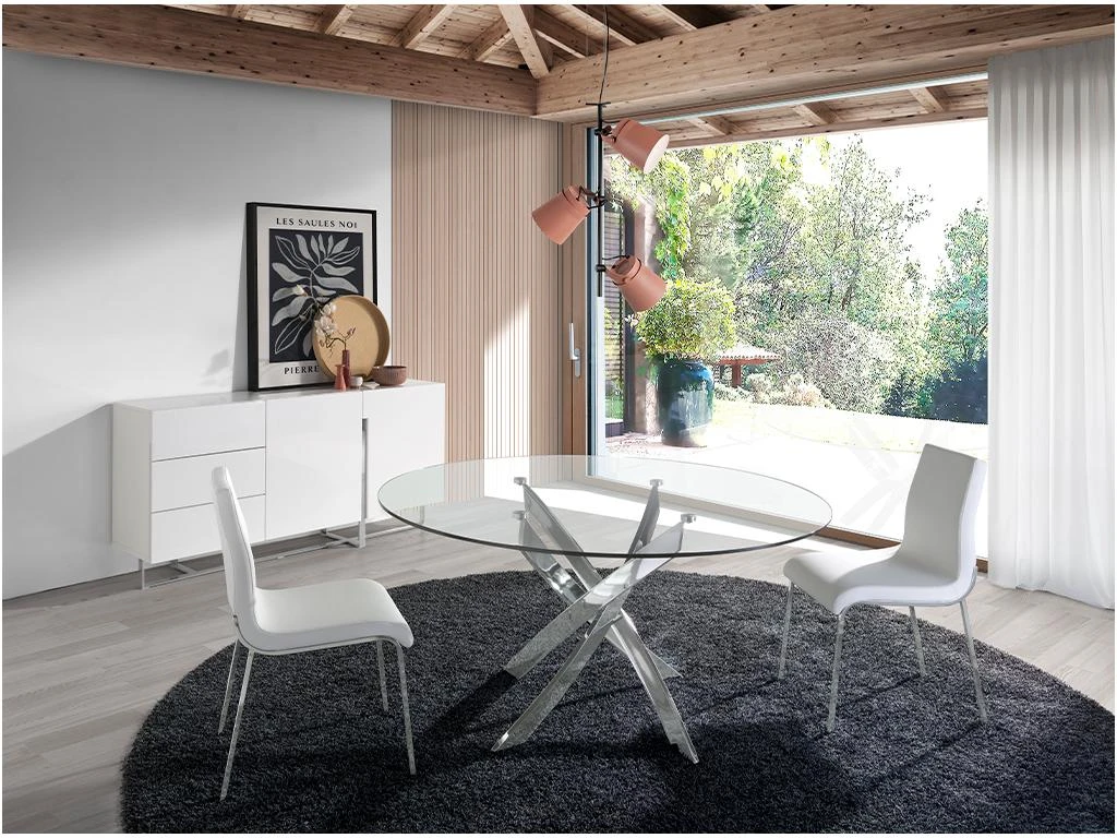 Chaise En Croûte De Cuir Et Acier Chromé 4025 ANGEL CERDA 4 Chaise En Croûte De Cuir Et Acier Chromé 4025 ANGEL CERDA – Image 4