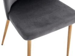 Lot De 6 Chaises En Velours Et Métal Effet Bois - Gris - MINAGRI -Mobilier De Restaurant chaise 18456149