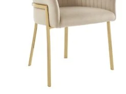 Lot De 2 Chaises Avec Accoudoirs En Velours Et Métal Doré - Beige - ZAOVA De Pascal MORABITO -Mobilier De Restaurant chaise 18483059