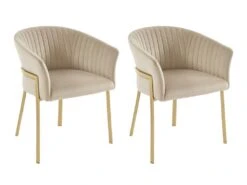 Lot De 2 Chaises Avec Accoudoirs En Velours Et Métal Doré - Beige - ZAOVA De Pascal MORABITO