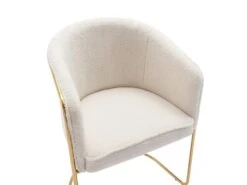 Lot De 2 Chaises Avec Accoudoirs En Tissu Bouclette Et Métal - Blanc Et Doré - JOSETHE De Pascal MORABITO -Mobilier De Restaurant chaise 18610031