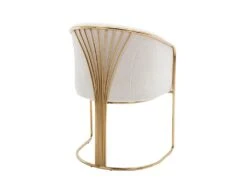 Lot De 2 Chaises Avec Accoudoirs En Tissu Bouclette Et Métal - Blanc Et Doré - JOSETHE De Pascal MORABITO -Mobilier De Restaurant chaise 18610033