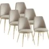 Lot De 6 Chaises En Velours Et Métal Doré - Beige - NEBINA De Pascal MORABITO