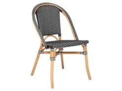 Chaise En Bois De Rotin Coloris Noir - Longueur 48 X Profondeur 56 X Hauteur 84 Cm