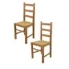 Lot De 2 Chaises Rustiques Chêne Clair/Paille N°3 - PISA - L 43 X L 40 X H 97 Cm