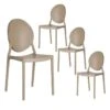 GLOW - Lot De 4 Chaises Médaillon Empilables PP Taupe