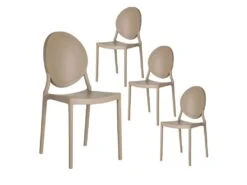 GLOW - Lot De 4 Chaises Médaillon Empilables PP Taupe