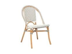 Chaise En Rotin Et Assise Bicolore Blanc & Noir H 84 Cm