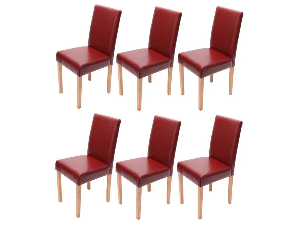 Lot De 6 Chaises De Salle à Manger Cuisine En Synthétique Rouge Pieds En Bois Clair Design Moderne 04_0000710 1 Lot De 6 Chaises De Salle à Manger Cuisine En Synthétique Rouge Pieds En Bois Clair Design Moderne 04_0000710