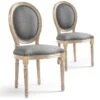 Lot De 20 Chaises De Style Médaillon Louis XVI Tissu Gris Clair
