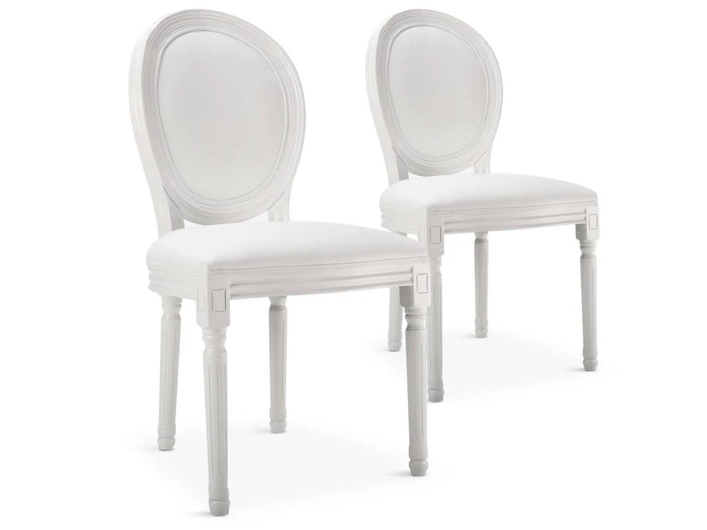 Lot De 2 Chaises Médaillon Louis XVI Simili (P.U) Blanc 1 Lot De 2 Chaises Médaillon Louis XVI Simili (P.U) Blanc