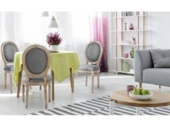 Lot De 2 Chaises De Style Médaillon Louis XVI Tissu Gris Clair 5 Lot De 2 Chaises De Style Médaillon Louis XVI Tissu Gris Clair -Mobilier De Restaurant chaise 20010279