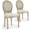 Lot De 20 Chaises De Style Médaillon Louis XVI Tissu Beige