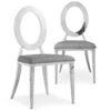 Lot De 2 Chaises Sonia Métal Argent Et Simili Gris
