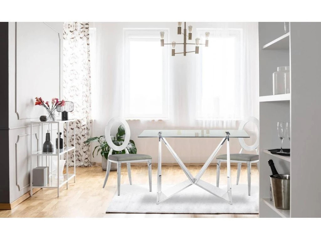 Lot De 2 Chaises Sonia Métal Argent Et Simili Gris 2 Lot De 2 Chaises Sonia Métal Argent Et Simili Gris – Image 2