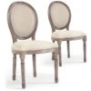 Lot De 20 Chaises Médaillon Louis XVI Tissu Beige