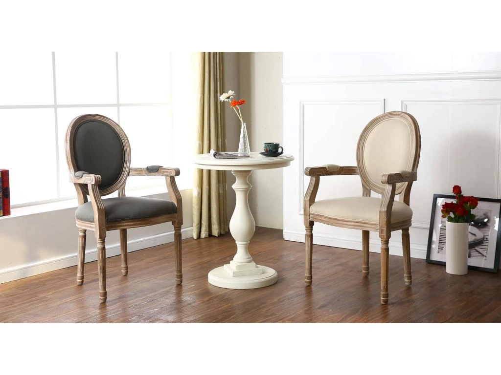 Lot De 2 Chaises Médaillon Louis XVI Cosy Tissu Beige 3 Lot De 2 Chaises Médaillon Louis XVI Cosy Tissu Beige – Image 3