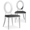 Lot De 2 Chaises Sonia Métal Argent Et Simili Noir
