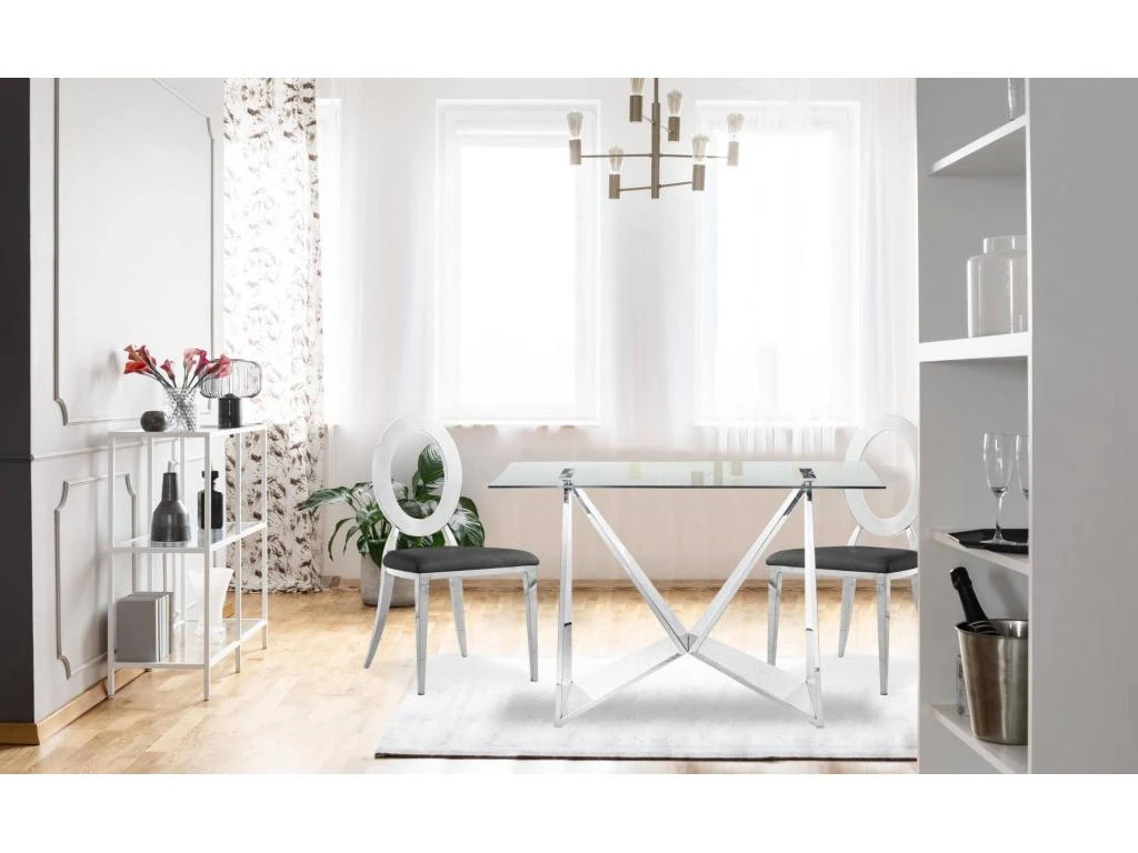 Lot De 2 Chaises Sonia Métal Argent Et Simili Noir 2 Lot De 2 Chaises Sonia Métal Argent Et Simili Noir – Image 2